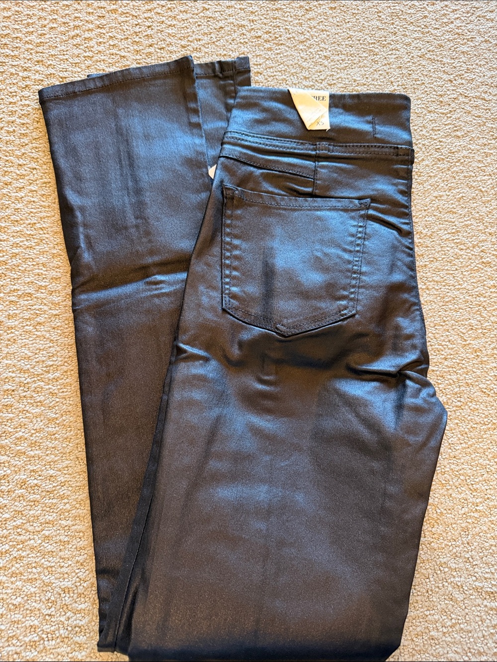 We The Free Black Skinny Coated Jeans